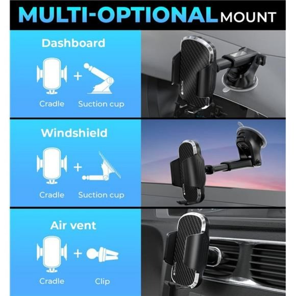 Phone Mount for Car – Car Phone Holder Mount, Dashboard, Windshield - Picture 4 of 6